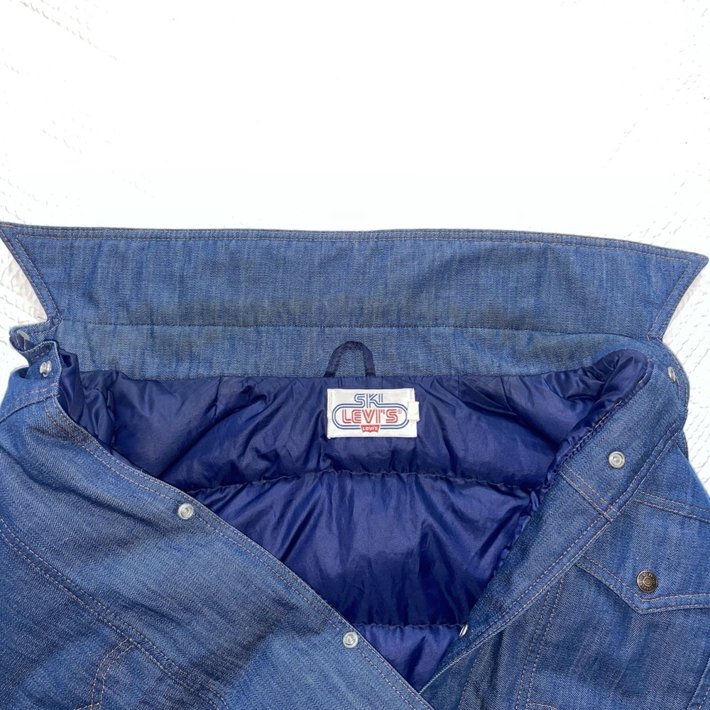 RARE VINTAGE 1970s Ski Levi's [ORANGE TAB] Goose Down Denim Vest Size L - Picture 8 of 10
